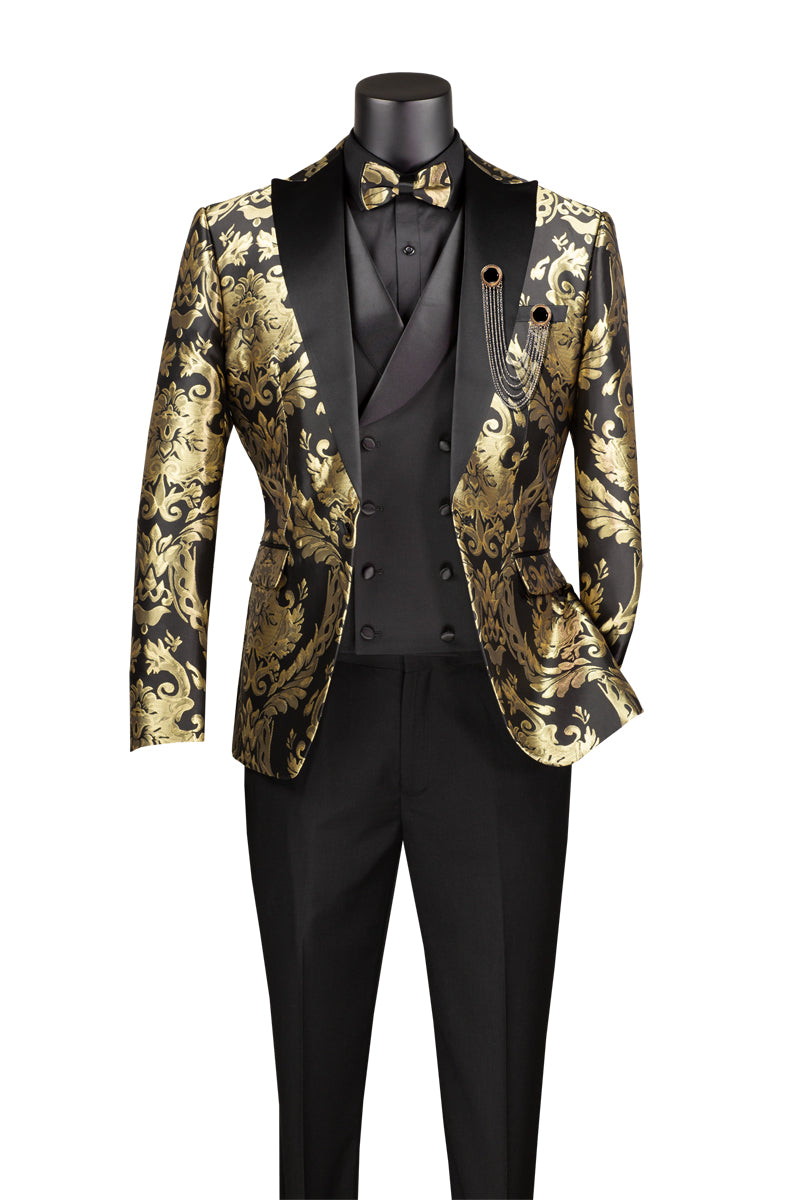 Luxurious Jacquard 3 pcs Suit with Matching Bow Tie