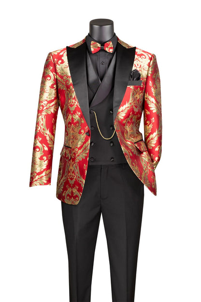 Luxurious Jacquard 3 pcs Suit with Matching Bow Tie